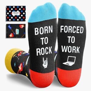 NWT Gift Socks Rock and Roll Men’s socks Born to Rock Forced to Work Socks
